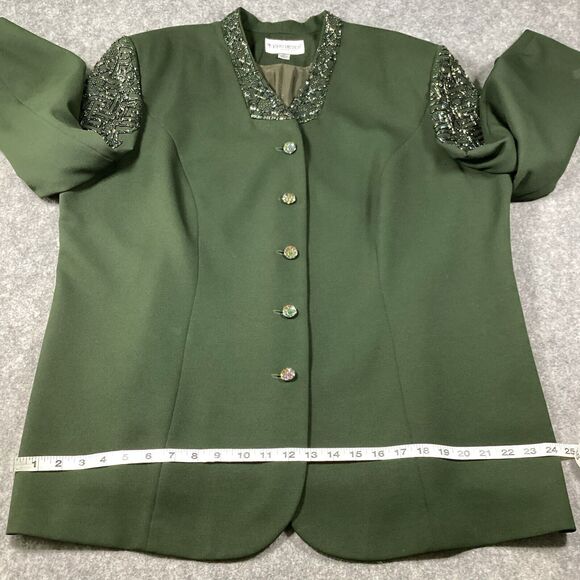 John Meyer Of Norwich Oversized Jacket Green Embroidery Beaded Embellish VTG 22W - Picture 8 of 15